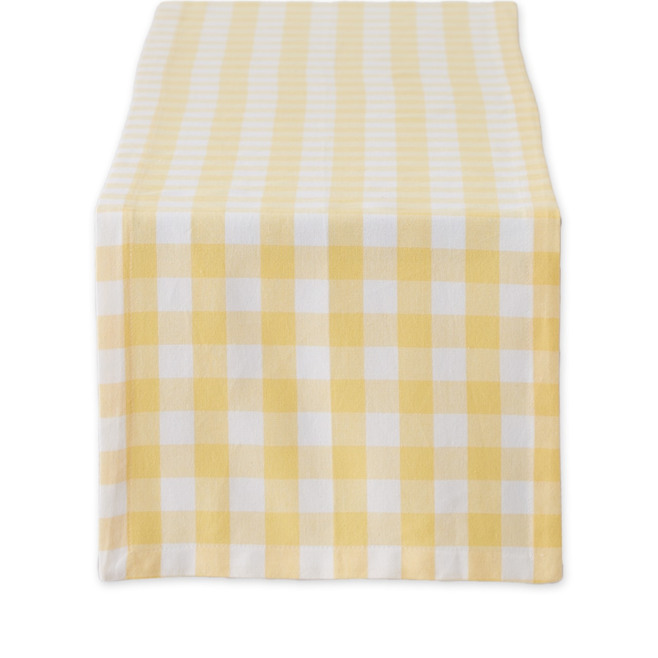 Yellow and White Checkers Table Runner 14" x 108"